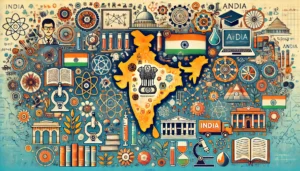 National-Level Exams for Academic and Research Aspirations A visually collage various national-level exams in India, each represented with its theme and discipline