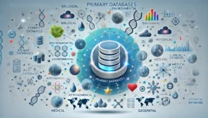 Primary Databases: Definition, Types, Examples, and Uses in Bioinformatics digital illustration concept of primary databases. central digital database